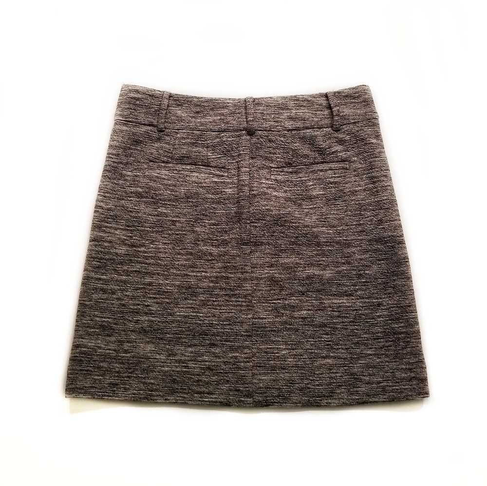 LOFT Heathered Gray/Black Midi Skirt with Pockets